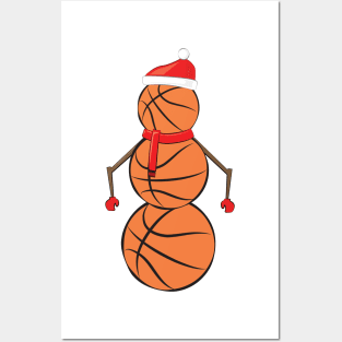 Funny Christmas Basketball Snowman Posters and Art